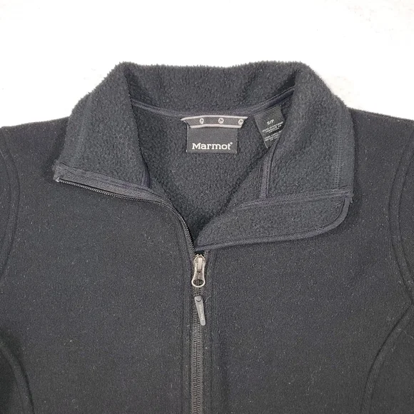 Marmot Black Full Zip Soft Warm Fleece Jacket Womens Size Small Outdoor Winter - Picture 3 of 8